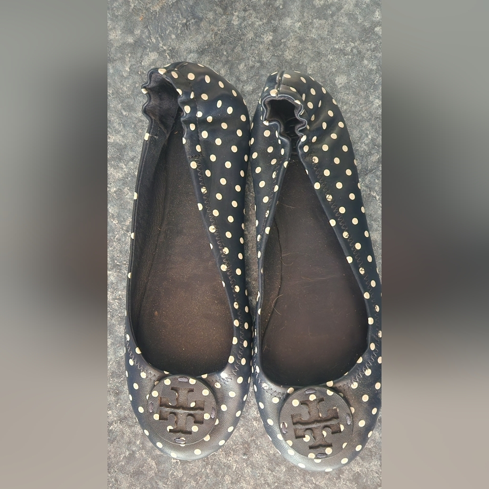 COPY - Tory Burch Navy Polka Dot Flats - Picture 2 of 7